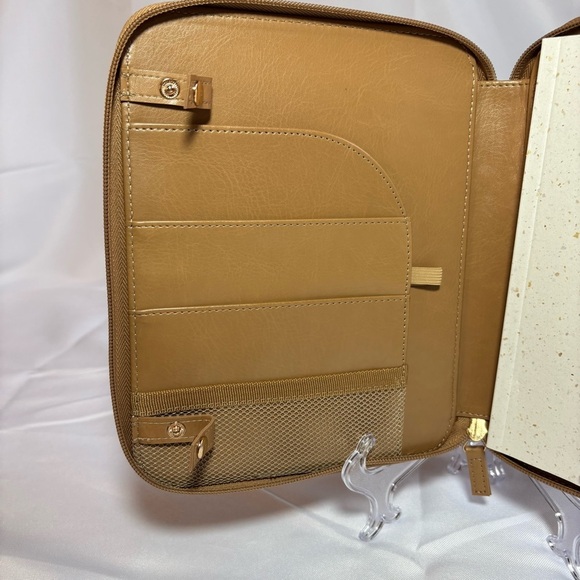 2/$30 Peter Pauper Press Tan Faux Leather Padded Portfolio with Notepad - Picture 3 of 11